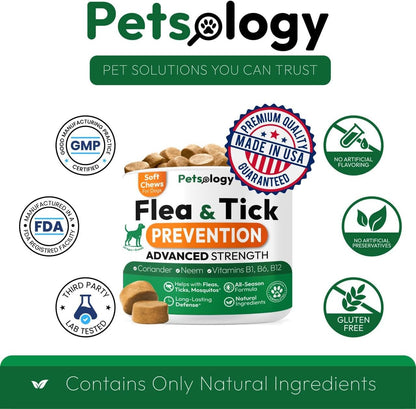 Flea & Tick Chews for Dogs – Herbal Blend for Natural Pest Defense & Immune Support – Vet Trusted – Safe for All Breeds – Made in the USA