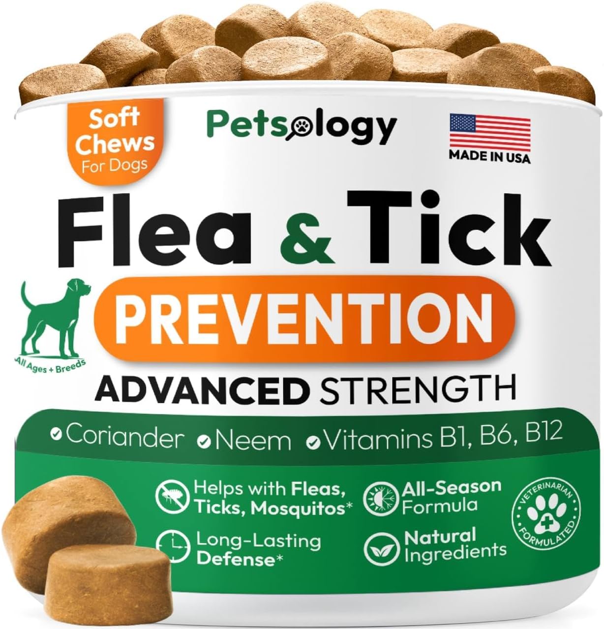 Flea & Tick Chews for Dogs – Herbal Blend for Natural Pest Defense & Immune Support – Vet Trusted – Safe for All Breeds – Made in the USA