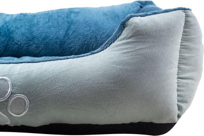 Orthopedic Rectangle Bolster Pet Bed,Dog Bed, Medium 25X21 Inches Blue, by , Blue with Orthopedic Insert. (HCT-ORT-BLUE)