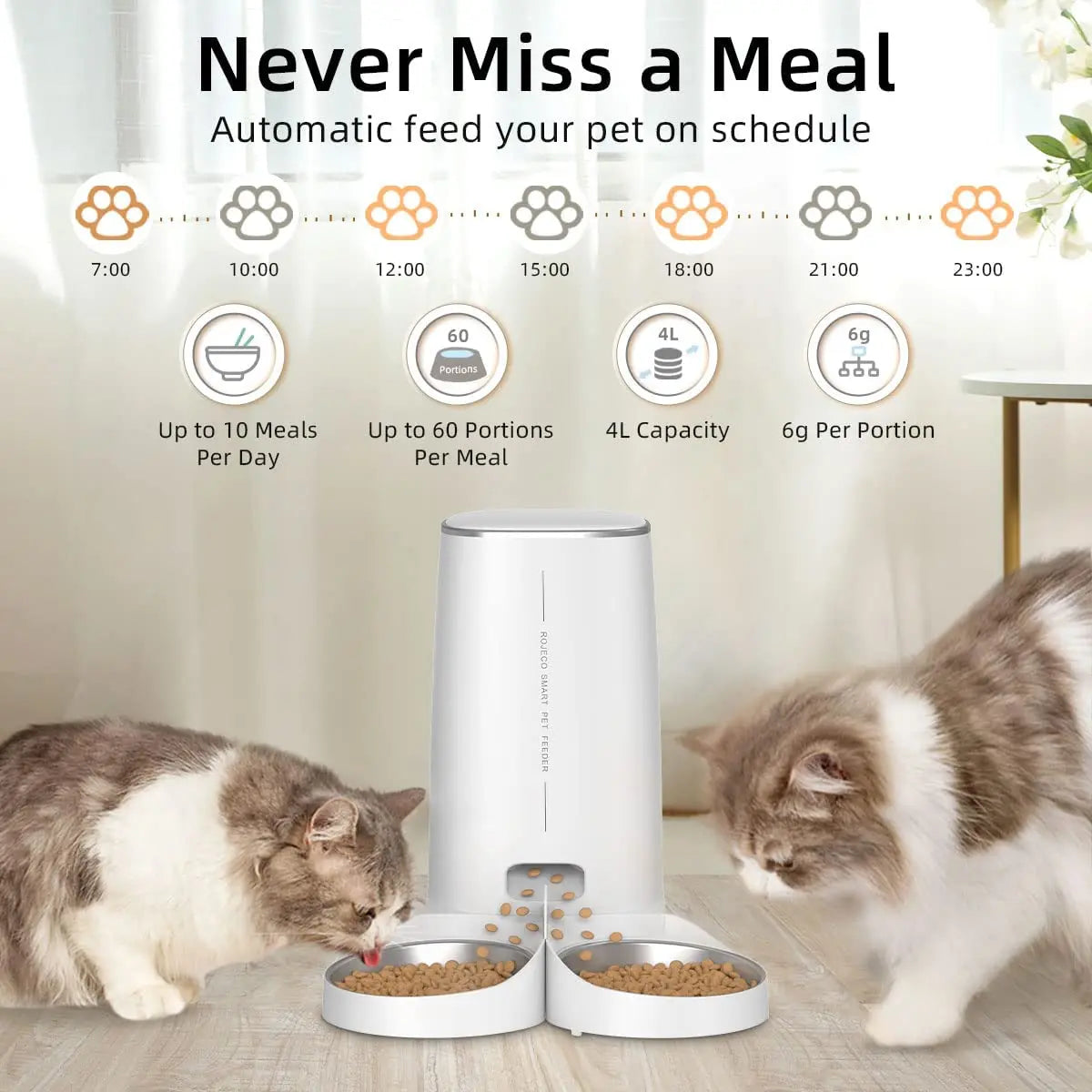 Automatic Cat Feeder Pet Smart Cat Food Kibble Dispenser Remote Control Wifi Button Auto Feeder for Cats Dog Accessories