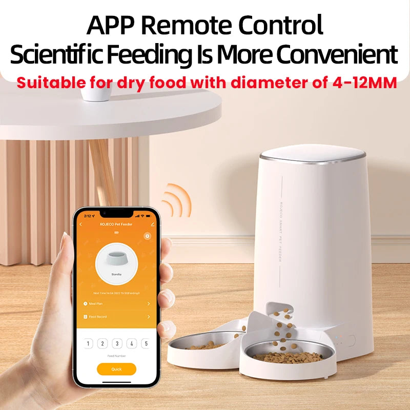 Automatic Cat Feeder Pet Smart Cat Food Kibble Dispenser Remote Control Wifi Button Auto Feeder for Cats Dog Accessories